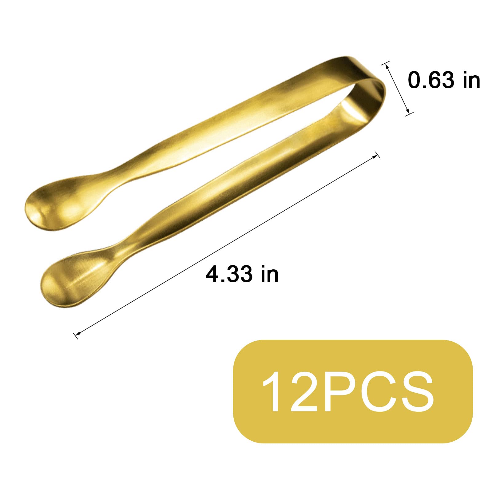 Jcren 12 Pcs Serving Tongs, Small Serving Utensils For Parties Catering Gold Tongs, Food-Grade 304 Stainless Steel Mini Appetize